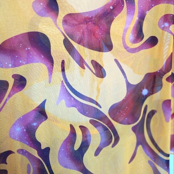 🌼🤎 SHEIN 2XL Yellow Marble Abstract Mesh Cut Out Dress🌼🤎 - Picture 8 of 13